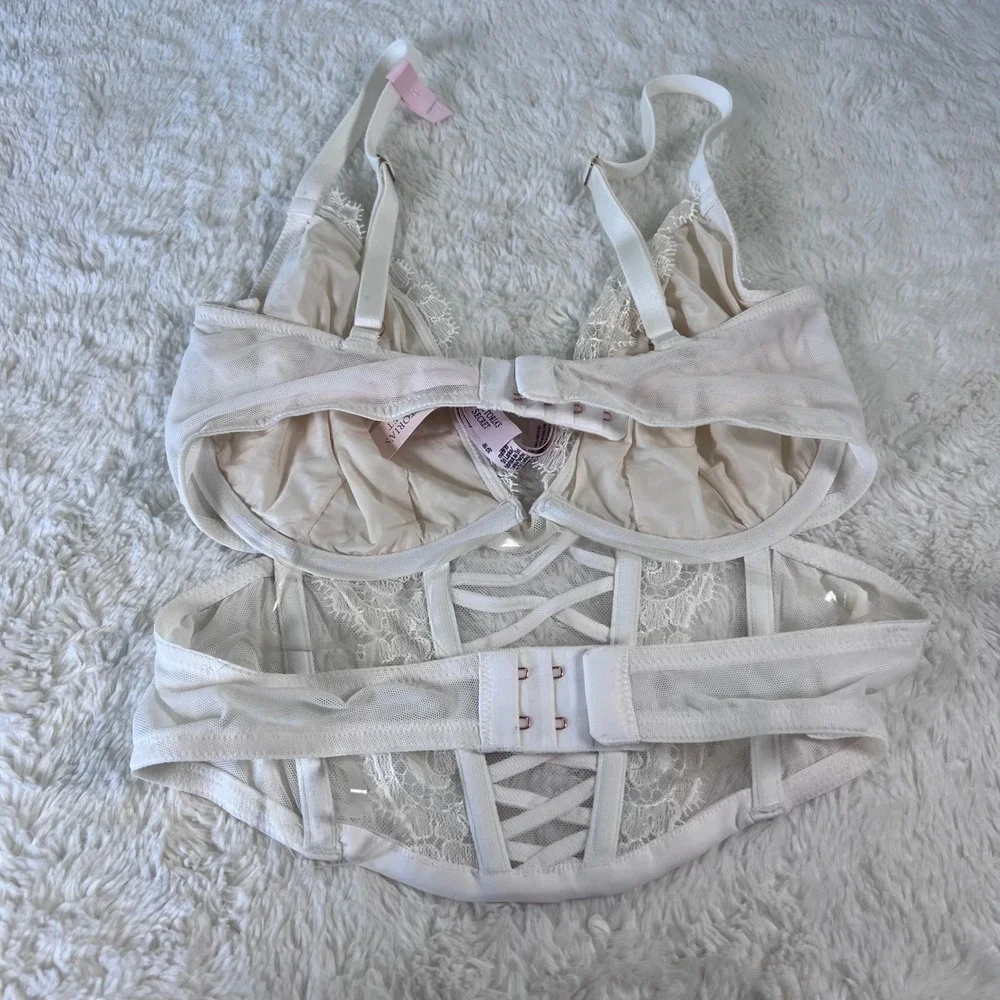 Victorias‎ Secret Dream Angels White Lace Up Corset Bra Top S-DD 11244423 NWT